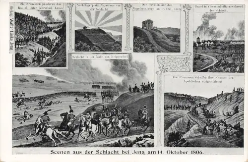 AK Jena Szenen aus der Schlacht 14.Oktober.1806 ungelaufen Postkarte Patriotika