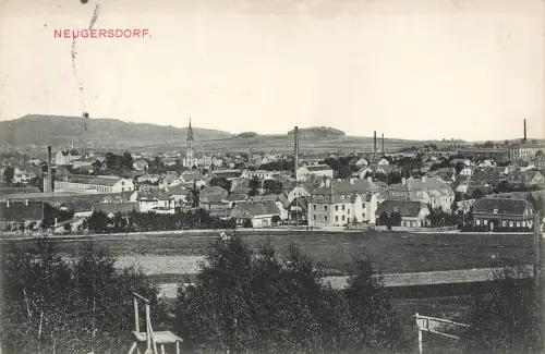 AK Neugersdorf Stadtpanorama Kirche Sachsen 1912 gelaufen Postkarte