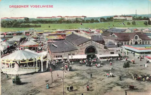 AK Dresden Dresdner Vogelwiese Karusell Sachsen 1921 gelaufen Postkarte