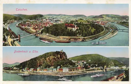 AK Tetschen Bodenbach a. Elbe Elbsandsteingebirge Schloss Böhmen Postkarte