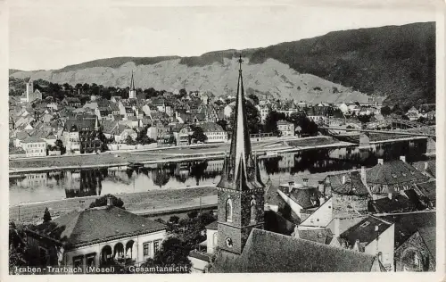 AK Traben-Trarbach Mosel Gesamtansicht Kirche Rheinland-Pfalz Postkarte