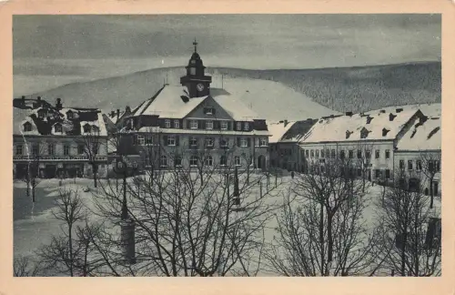 AK Oberwiesenthal Marktplatz Fichtelberg Winter Sachsen ungelaufen Postkarte