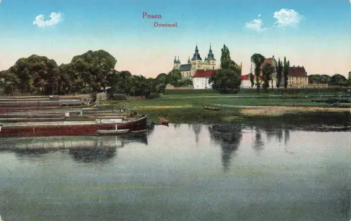 AK Posen Dominsel Segelboote Posen ungelaufen Postkarte