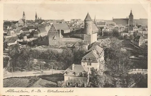 AK Allenstein Olsztyn Totalansicht Ostpreussen 1940 gelaufen Feldpostkarte