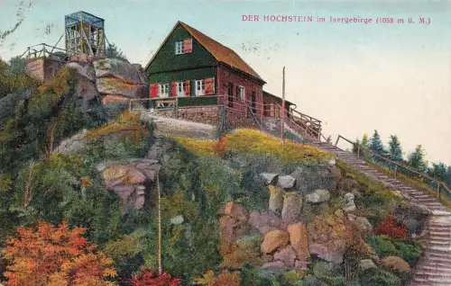 AK Isergebirge Der Hochstein b. Schreiberhau Böhmen Riesengebirge 1924 Postkarte