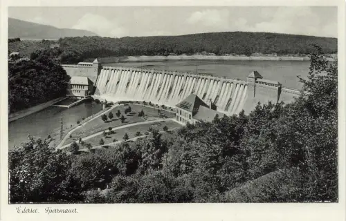 AK Edertal Talsperre Sperrmauer Hessen ungelaufen Postkarte