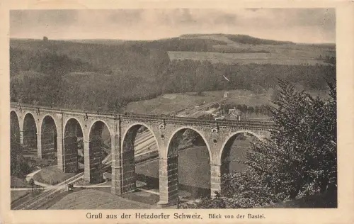 AK Hetzdorf Flöha Hetzdorfer Schweiz Viadukt Sachsen gelaufen Postkarte
