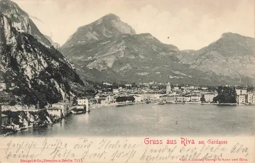 AK Riva Gardasee Berglandschaft Ortsansicht Italien 1903 gelaufen Postkarte