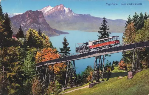 AK Vitznau Rigi Bahn Schnurtobelbrücke Berge Schweiz ungelaufen Postkarte