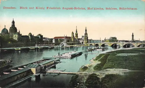 AK Dresden König Friedrich August Brücke Hofkirche Schloss Sachsen Postkarte