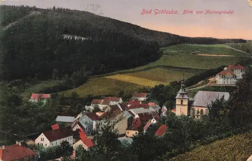 AK Gottleuba Blick vom Mariengründel Kirche Sachsen 1921 gelaufen Postkarte