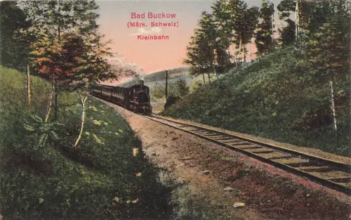 AK Bad Buckow Kleinbahn Märkische Schweiz Brandenburg ungelaufen Postkarte