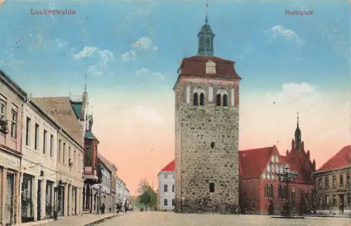 AK Luckenwalde Marktplatz Kirche Brandenburg 1920 gelaufen Postkarte