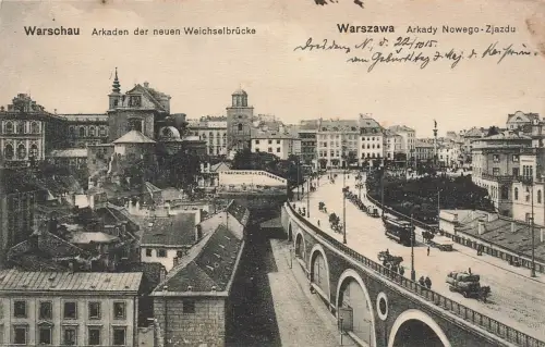 AK Warschau Arkaden der neuen Weichselbrücke Polen ungelaufen Postkarte