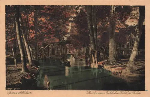 AK Lehde Brücke am Fröhlichen Hecht Brandenburg Spreewald ungelaufen Postkarte