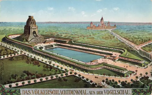 AK Leipzig Völkerschlachtdenkmal aus der Vogelschau Sachsen 1940 Postkarte