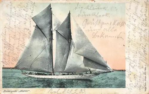 AK Kaiseryacht Meteor 1903 gelaufen Postkarte