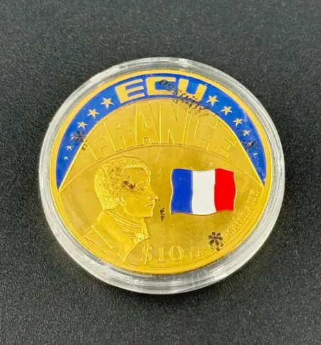 Liberia 10 Dollar Farb ECU Frankreich 2001 mit Zertifikat