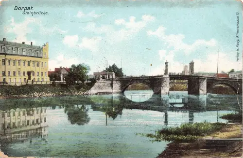 AK Dorpat Tartu Steinbrücke Estland 1912 gelaufen Postkarten