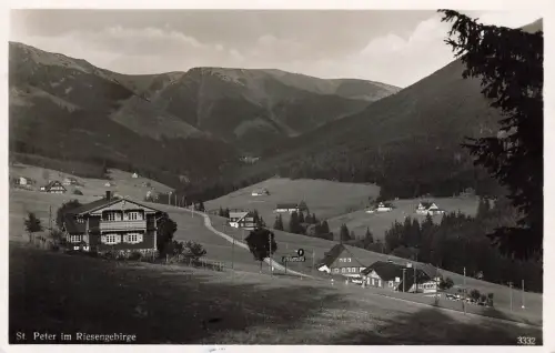 AK St. Peter Svatý Petr Hotel Buchberger Ortsansicht Sudetengau 1939 Postkarte
