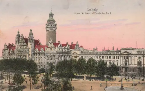 AK Leipzig Neues Rathaus Deutsche Bank Sachsen 1926 gelaufen Postkarte