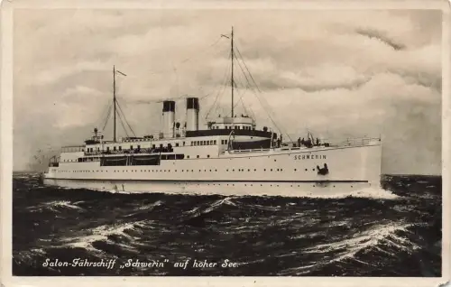 AK Salon Fährschiff Schwerin 1930 gelaufen Postkarte