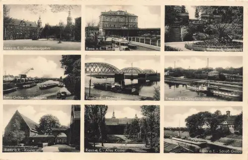 AK Riesa a. Elbe Mehrbildkarte Sehenswürdigkeiten Sachsen 1942 Feldpostkarte