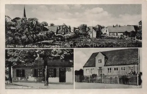 AK Iven Dorfansicht Gastwirtschaft v. W.Theel Schule Mecklenburg-Vorpommern