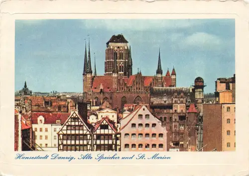 AK Danzig Alte Speicher St. Marienkirche Danzig 1942 gelaufen Postkarte