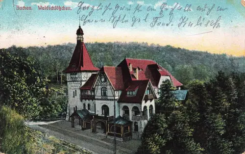 AK Aachen Hotel Restaurant Waldschlößchen Nordrhein-Westfalen 1914 Feldpostkarte