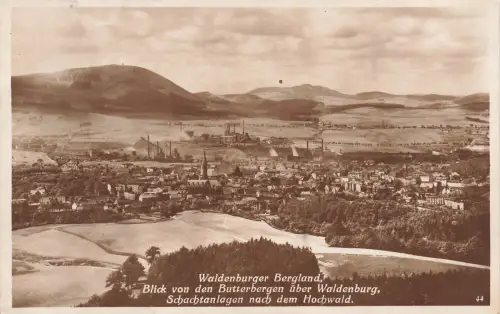 AK Waldenburg Ortsansicht Schachtanlagen Niederschlesien 1927 gelaufen Postkarte
