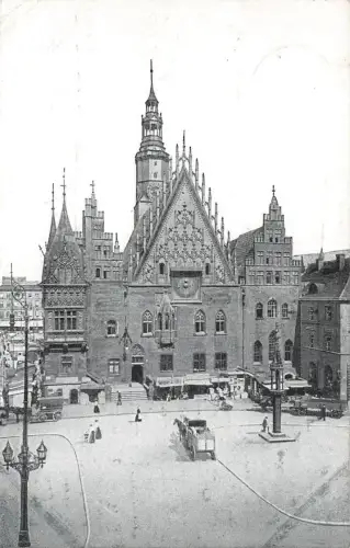 AK Breslau Rathaus Pferdekutschen Schlesien 1938 gelaufen Postkarte