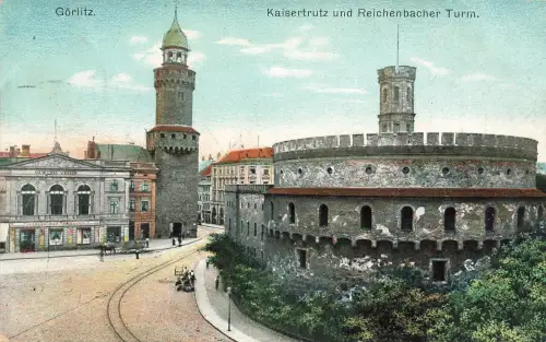 AK Görlitz Kaisertrutz Reichenbacher Turm Sachsen 1910 gelaufen Postkarte