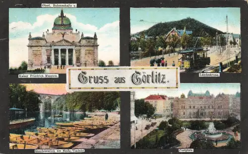 AK Görlitz Mehrbild Landeskrone Gondelstation Sachsen 1910 gelaufen Postkarte