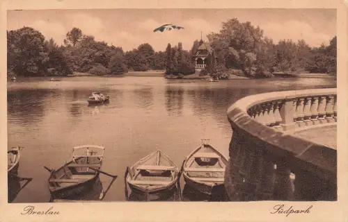 AK Breslau Südpark Segelboote Schlesien 1931 gelaufen Postkarte