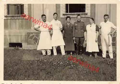 Deutsche Feldküche an Kaserne Brüx Sudetenland