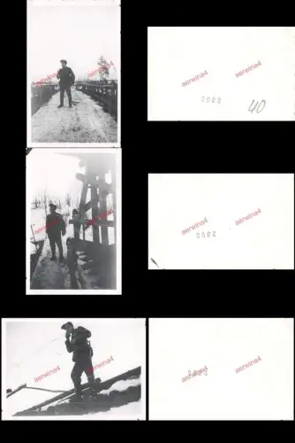 3x Fotos deutscher Soldat Wintereinsatz Bunker Blockade Leningrad Russland