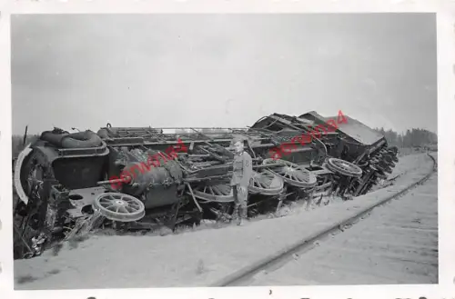 Entgleiste russ. Dampflok Strecke Turyshkino Maluksa Leningrad Russland Ostfront