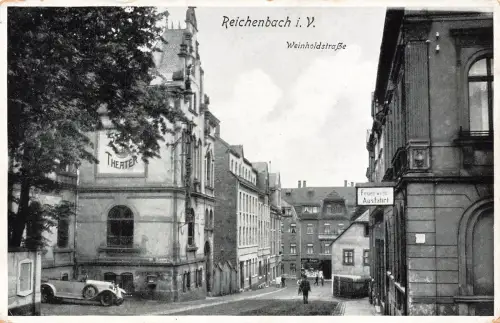 AK Reichenbach Weinholdstraße Theater Feuerwehr Ausfahrt Sachsen Vogtland