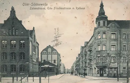 AK Ober-Schöneweide Luisenstraße Ecke Frischenstraße Rathaus Berlin Postkarte