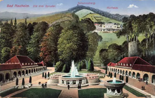 AK Bad Nauheim Die drei Sprudel Johannisberg Kurhaus Hessen 1915 Feldpostkarte