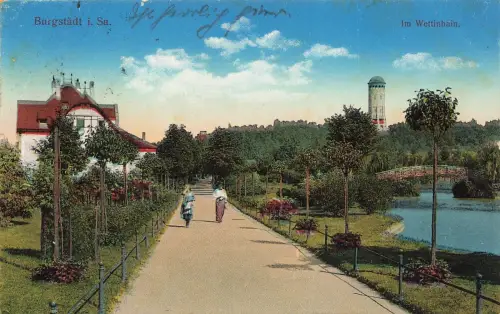 AK Burgstädt Im Wettinhain Sachsen 1915 gelaufen Postkarte