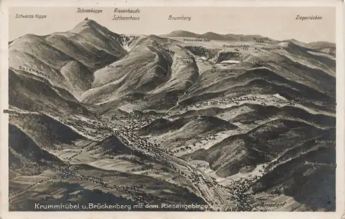 AK Krummhübel Panorama Riesengebirge Brückenberg Schlesien 1919 Postkarte