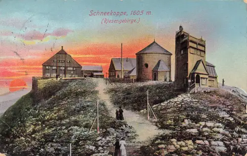 AK Riesengebirge Schneekoppe Schlesien 1915 gelaufen Feldpostkarte