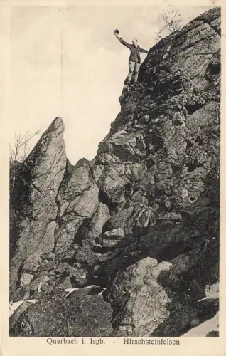 AK Querbach Hirschsteinfelsen Schlesien Isergebirge 1930 gelaufen Postkarte