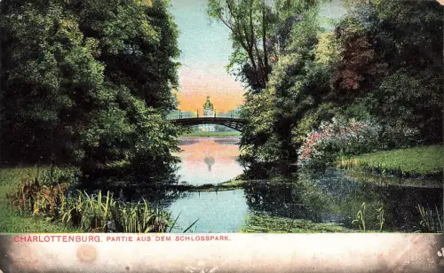 AK Charlottenburg Schlosspark Parkansicht Brücke Berlin ungelaufen Feldpostkarte