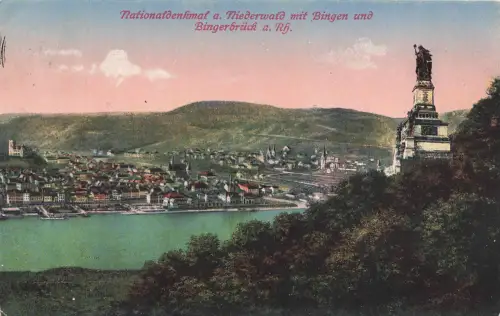 AK Rüdesheim a. Rh. Niederwalddenkmal Bingen Bingerbrück Hessen 1929 Postkarte