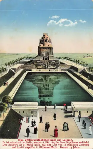 AK Leipzig Totalansicht Völkerschlachtdenkmal Sachsen 1914 gelaufen Postkarte