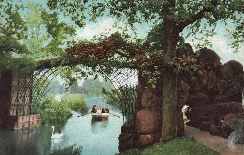 AK Wörlitz Themserbrücke Schwan Ruderboot Sachsen ungelaufen Postkarte