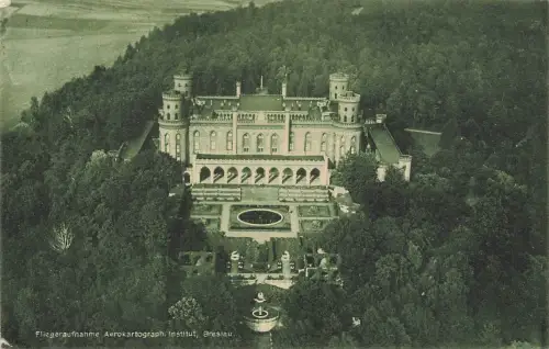 AK Breslau Fliegeraufnahme Schloss Carmenz Schlesien 1927 Aerokartograph